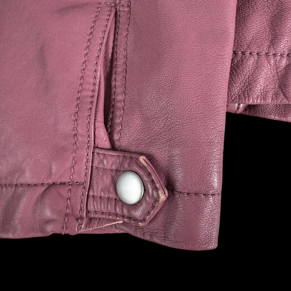 Rebecca Taylor Mauve Pink 100% Lamb Leather Moto Jacket Sz 2 - Picture 7 of 10